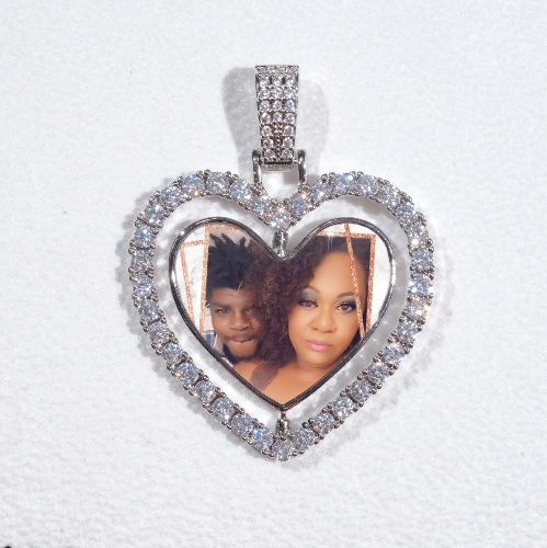 3D Spinning 2-Faced Heart Custom Picture Pendant