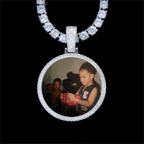 925S & VVS Moissanite 3D Circle Custom Picture Pendant