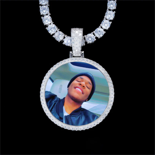 925S & VVS Moissanite 3D Circle Custom Picture Pendant