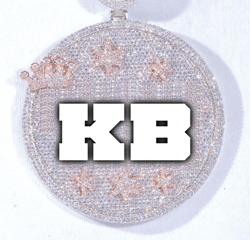 CUSTOM LETTER NECKLACE 3D BIG CROWN DISC