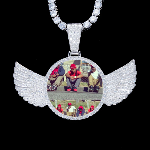 925S & VVS Moissanite 3D Wing Custom Picture Pendant