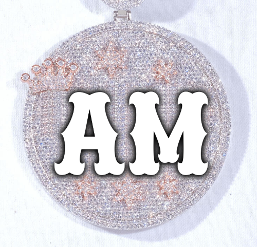 CUSTOM LETTER NECKLACE 3D BIG CROWN DISC
