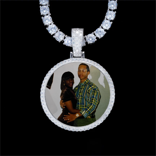 925S & VVS Moissanite 3D Circle Custom Picture Pendant