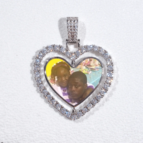 3D Spinning 2-Faced Heart Custom Picture Pendant