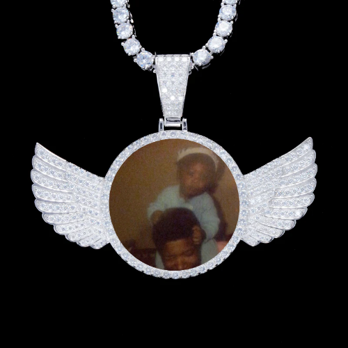 925S & VVS Moissanite 3D Wing Custom Picture Pendant