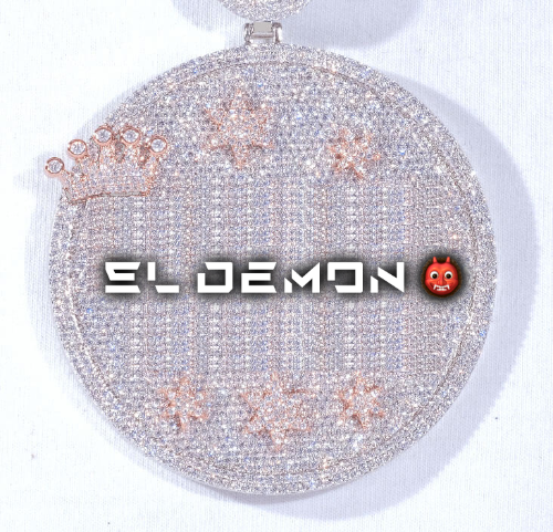 CUSTOM LETTER NECKLACE 3D BIG CROWN DISC