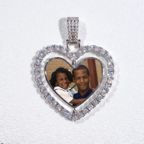 3D Spinning 2-Faced Heart Custom Picture Pendant
