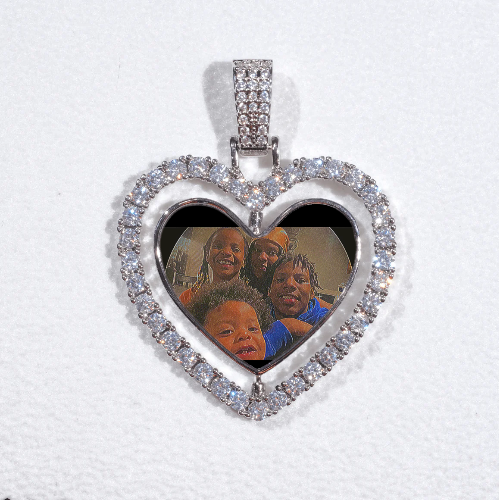 3D Spinning 2-Faced Heart Custom Picture Pendant