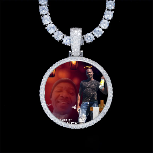 925S & VVS Moissanite 3D Circle Custom Picture Pendant