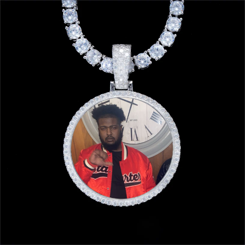 925S & VVS Moissanite 3D Circle Custom Picture Pendant