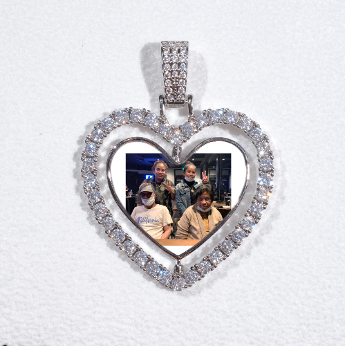 3D Spinning 2-Faced Heart Custom Picture Pendant