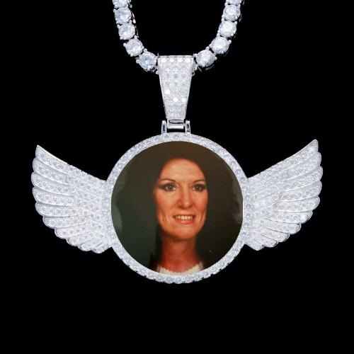 925S & VVS Moissanite 3D Wing Custom Picture Pendant