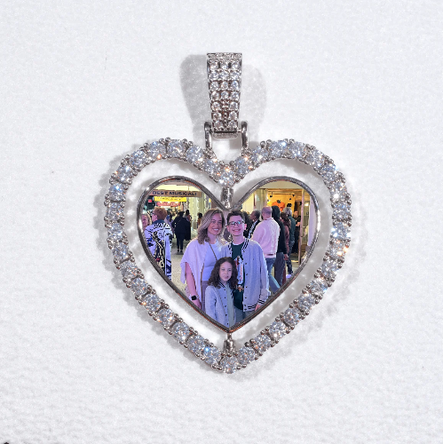 3D Spinning 2-Faced Heart Custom Picture Pendant