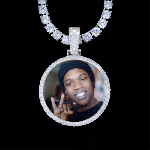 925S & VVS Moissanite 3D Circle Custom Picture Pendant