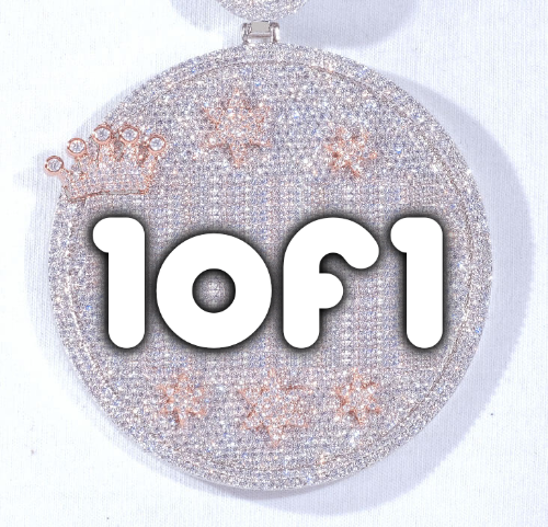 CUSTOM LETTER NECKLACE 3D BIG CROWN DISC
