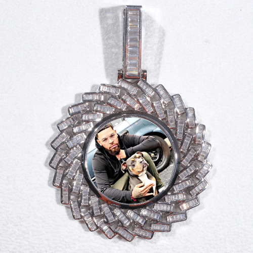 Large 3D Baguette Custom Picture Pendant