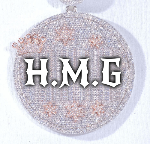 CUSTOM LETTER NECKLACE 3D BIG CROWN DISC
