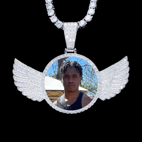925S & VVS Moissanite 3D Wing Custom Picture Pendant