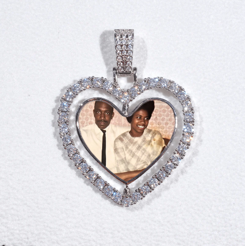 3D Spinning 2-Faced Heart Custom Picture Pendant