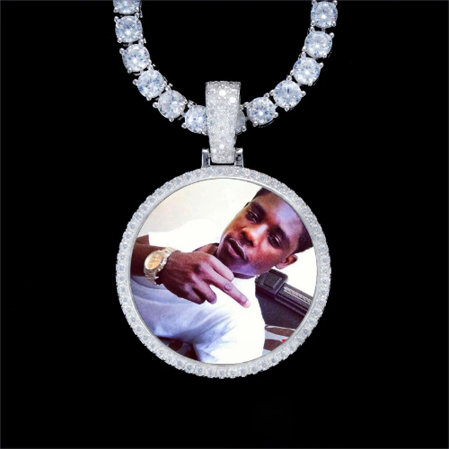 925S & VVS Moissanite 3D Circle Custom Picture Pendant
