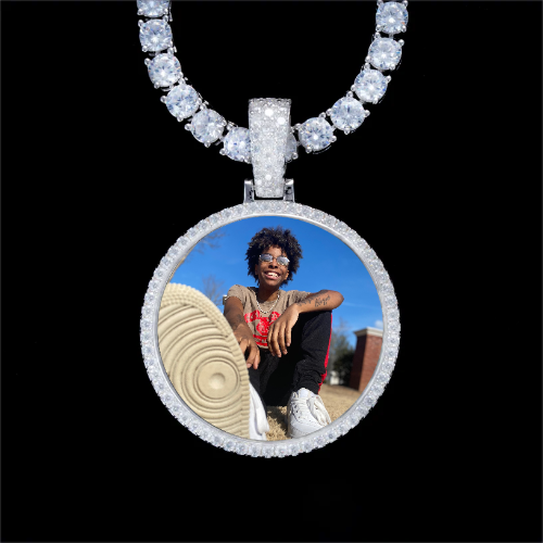925S & VVS Moissanite 3D Circle Custom Picture Pendant