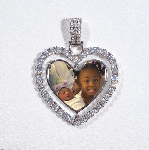 3D Spinning 2-Faced Heart Custom Picture Pendant