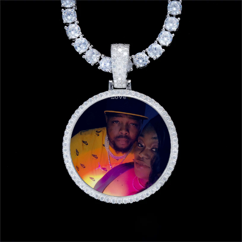 925S & VVS Moissanite 3D Circle Custom Picture Pendant