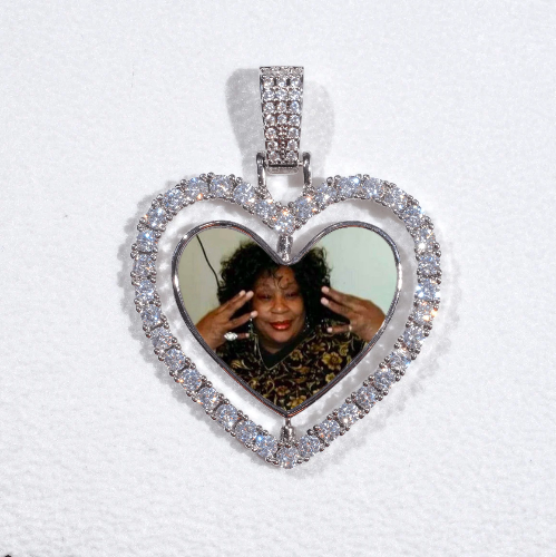 3D Spinning 2-Faced Heart Custom Picture Pendant