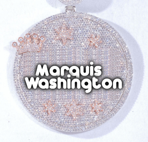CUSTOM LETTER NECKLACE 3D BIG CROWN DISC