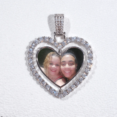3D Spinning 2-Faced Heart Custom Picture Pendant