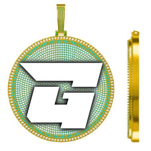 CUSTOM LETTER NECKLACE 3D BIG DISC