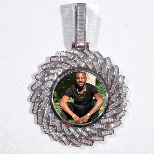 Large 3D Baguette Custom Picture Pendant