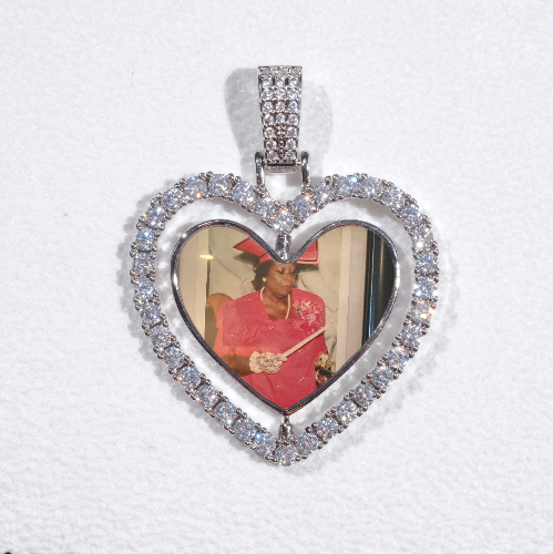 3D Spinning 2-Faced Heart Custom Picture Pendant
