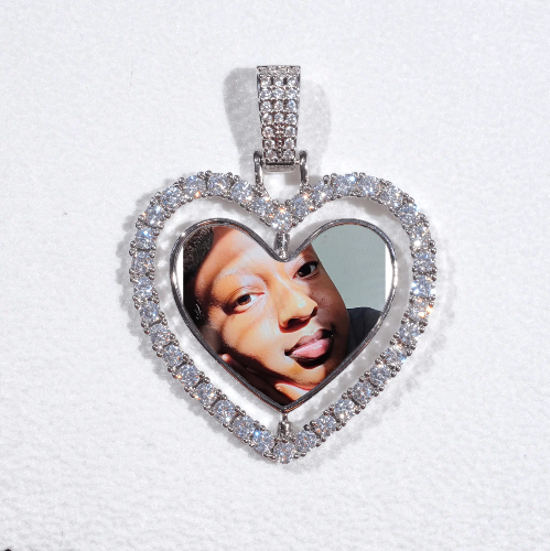3D Spinning 2-Faced Heart Custom Picture Pendant