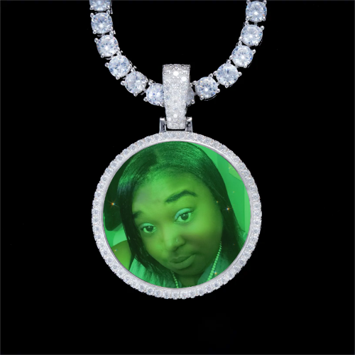925S & VVS Moissanite 3D Circle Custom Picture Pendant