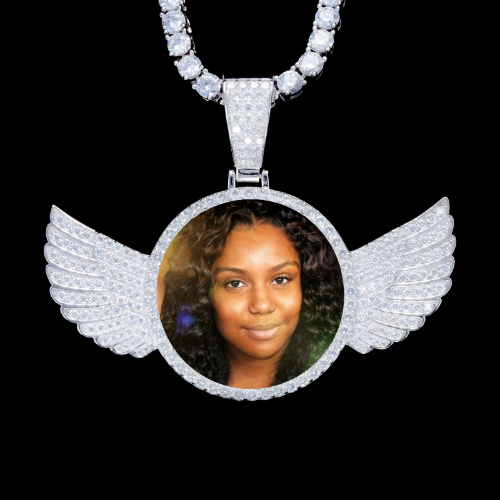 925S & VVS Moissanite 3D Wing Custom Picture Pendant