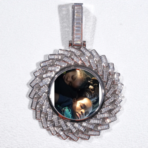 Large 3D Baguette Custom Picture Pendant