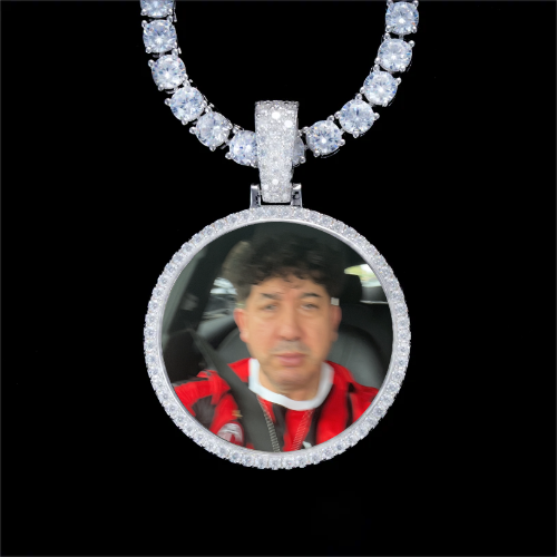 925S & VVS Moissanite 3D Circle Custom Picture Pendant