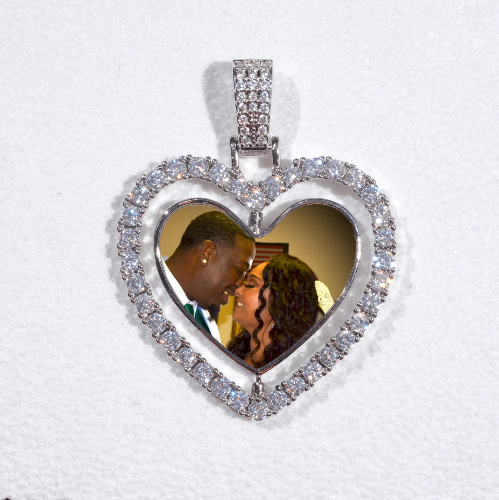 3D Spinning 2-Faced Heart Custom Picture Pendant