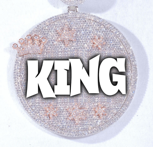 CUSTOM LETTER NECKLACE 3D BIG CROWN DISC