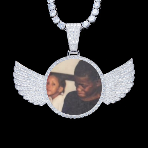 925S & VVS Moissanite 3D Wing Custom Picture Pendant