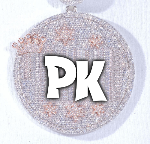 CUSTOM LETTER NECKLACE 3D BIG CROWN DISC