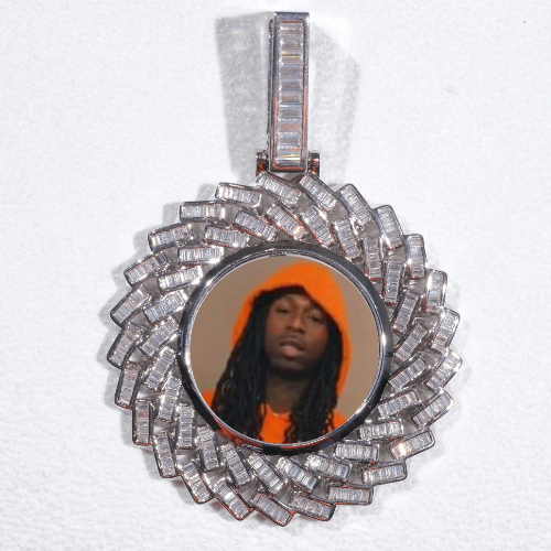 Large 3D Baguette Custom Picture Pendant