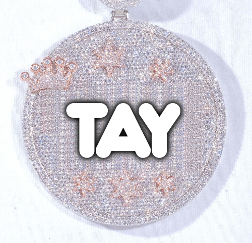 CUSTOM LETTER NECKLACE 3D BIG CROWN DISC