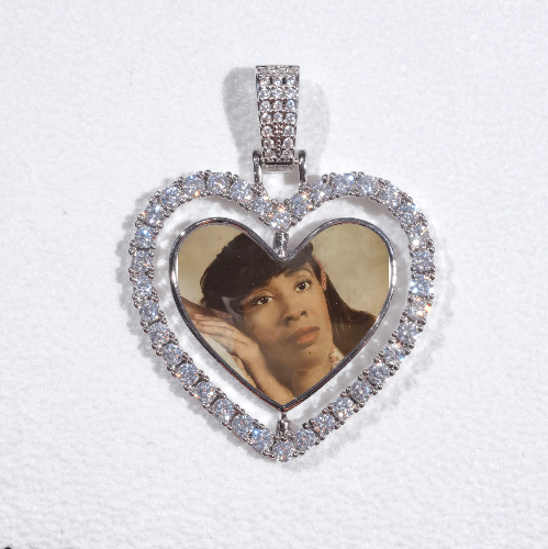 3D Spinning 2-Faced Heart Custom Picture Pendant