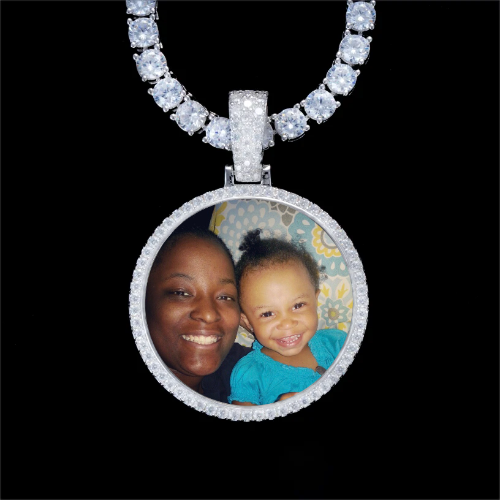925S & VVS Moissanite 3D Circle Custom Picture Pendant