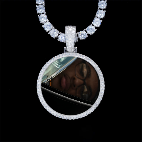 925S & VVS Moissanite 3D Circle Custom Picture Pendant