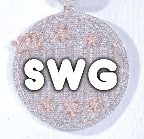 CUSTOM LETTER NECKLACE 3D BIG CROWN DISC