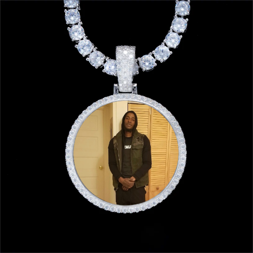 925S & VVS Moissanite 3D Circle Custom Picture Pendant