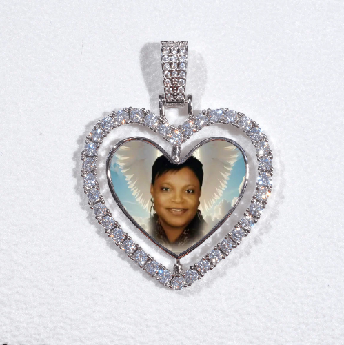 3D Spinning 2-Faced Heart Custom Picture Pendant